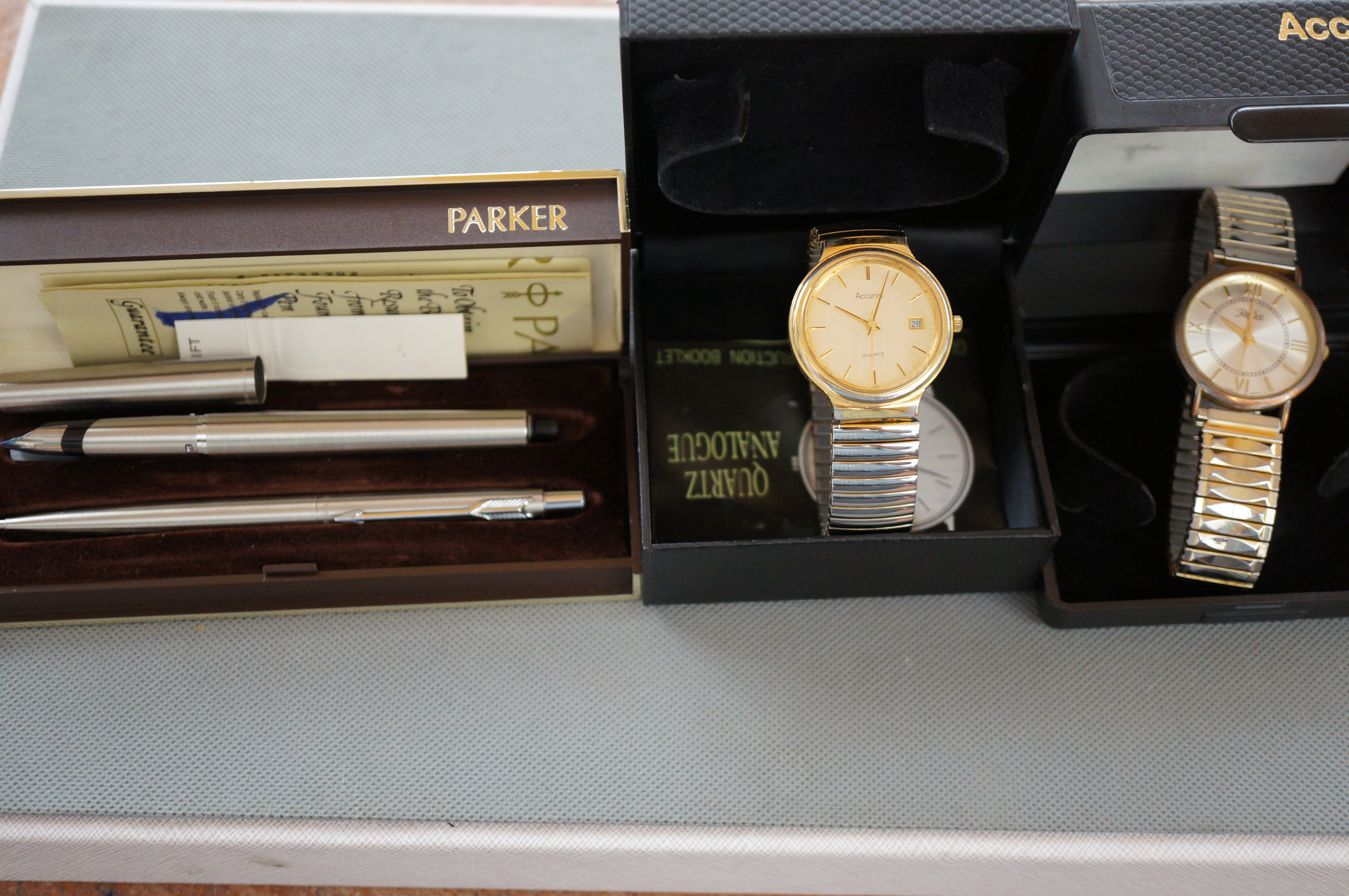 Boxed Parker Pen Set together with an Acurist Wris