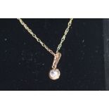 9ct Gold Necklace with Solitaire Diamond Pendant