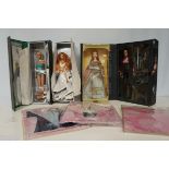 4 Collectable Dolls together with some Dolls Cloth