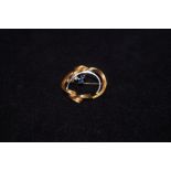 14ct Gold Brooch set with Diamond & Sapphire