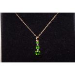 9ct Gold Necklace set with Green Stones