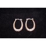 Pair of 9ct Gold Loop Ornate Earrings