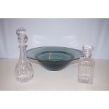 2 Decanters with a Large Glass Bowl