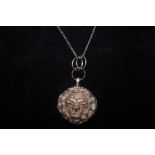 Heavy Silver Pendant in the form of a Lions Mask -