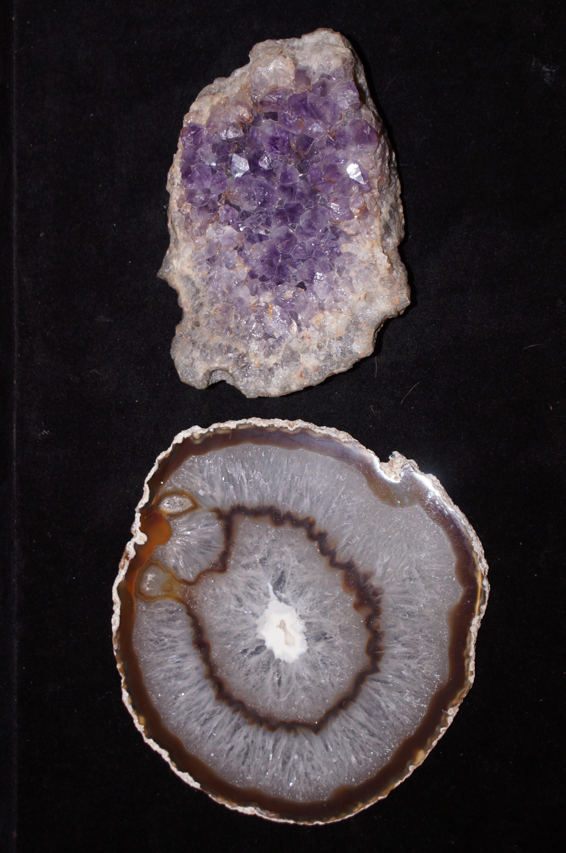 Fossilised Amethyst with a Fossilised Slice