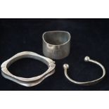 2 Silver Bangles together with a Silver Napkin Rin
