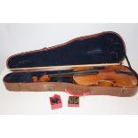 Early cased Violin with Bow