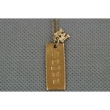 9ct Gold Ingot & Chain - Total Weight 3.4g