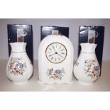 Tara Irish Bone China Clock & Pair of Vases (All B
