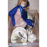 Box of Cabinet Plates to include a Tea Set & Doll