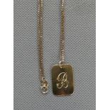 9ct Gold Chain with Pendant 'B'