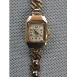 9ct Gold Vintage Accurist Cocktail Watch with 9ct