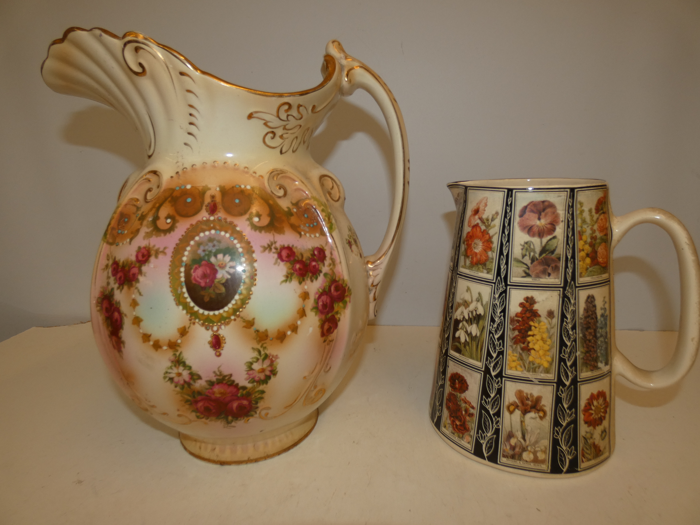 Victorian Wash Jug together with a Floral Jug