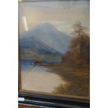 Victorian framed oil on board Cattle and Mountain