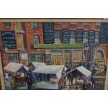 Oil on canvas by P.Winnington depicting a market s