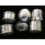 6 Silver Napkin Rings - 210g