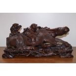 Large & heavy wooden carving of a water buffalo, s