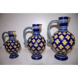 Set of 3 graduating Minton jugs. Tallest 28 cm