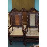 6 Victorian high back chairs & 2 Carvers