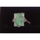 9ct Gold & jade ring