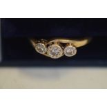 9ct Gold ring set with 3 diamonds