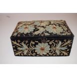 Antique embroidered sewing box With gold and silve