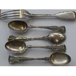 4x Victorian spoons together with a Victorian fork