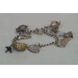 Silver charm bracelet with 12 charms