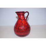 Ruby Fusion by Peggy Davies water jug signed in go