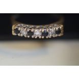 9ct Gold ring set with sapphire & diamonds