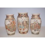 3 Early oriental vases Tallest 26 cm