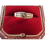 14ct Yellow gold ring set with 15 diamonds Size Q