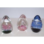 3 Glass paper weights