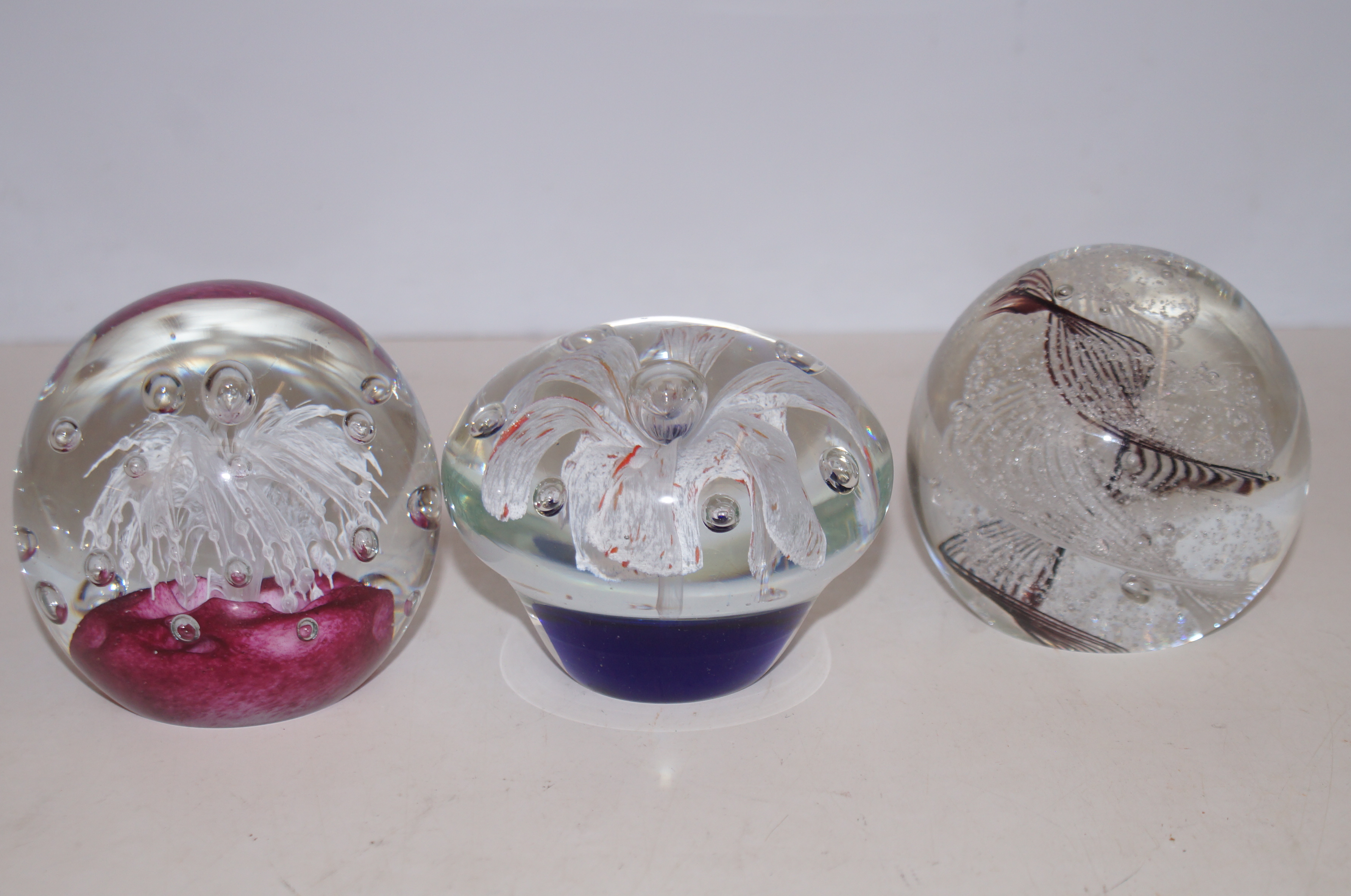 3 Large glass paper weights