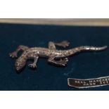 Silver & marcasite lizard brooch