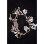 Silver charm bracelet with 15 charms