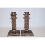 Pair of bronze candle sticks