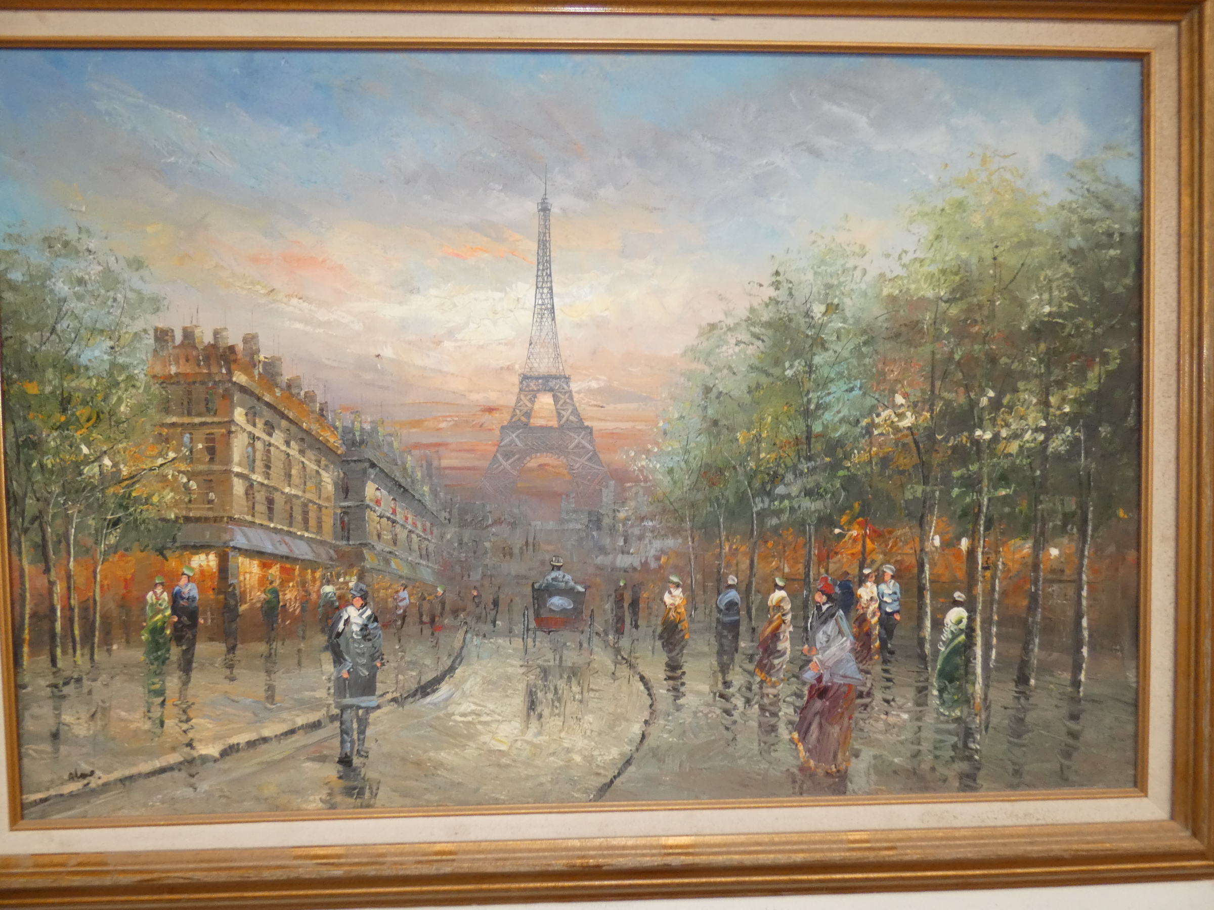 Large oil on canvas Paris scene 75 x 104 cm