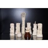 8 Oriental carved bone figures