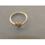 9ct Gold ring set with solitaire diamond Size R