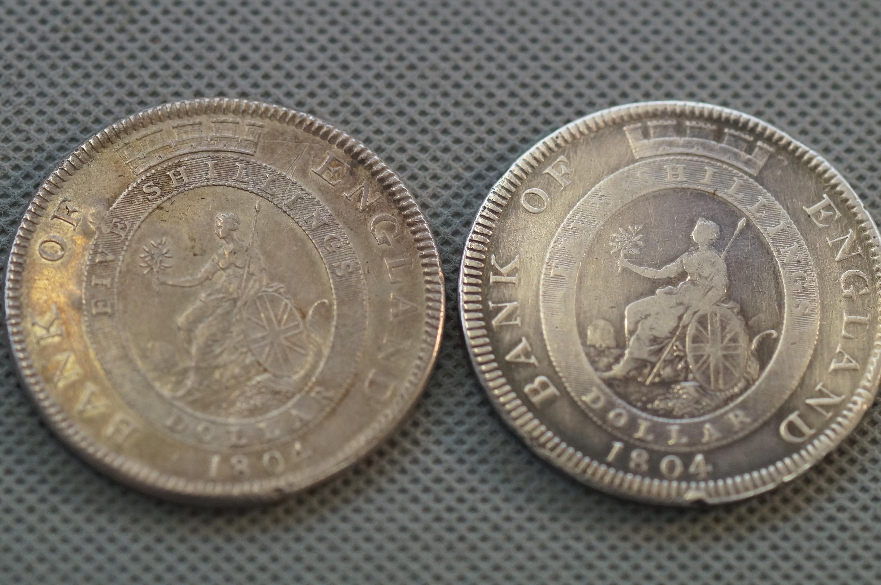 2x George III silver dollars dated 1804 - Image 2 of 2