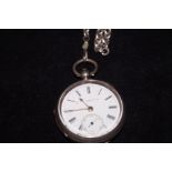 Silver pocket watch & chain