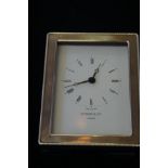 Silver framed clock London 1992 Kitney & Co