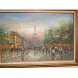 Large oil on canvas Paris scene 75 x 104 cm