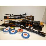 Collection of telescopic sights, air rifle & a air