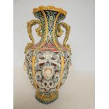 Victorian/Edwardian twin handled vase, nibbles to