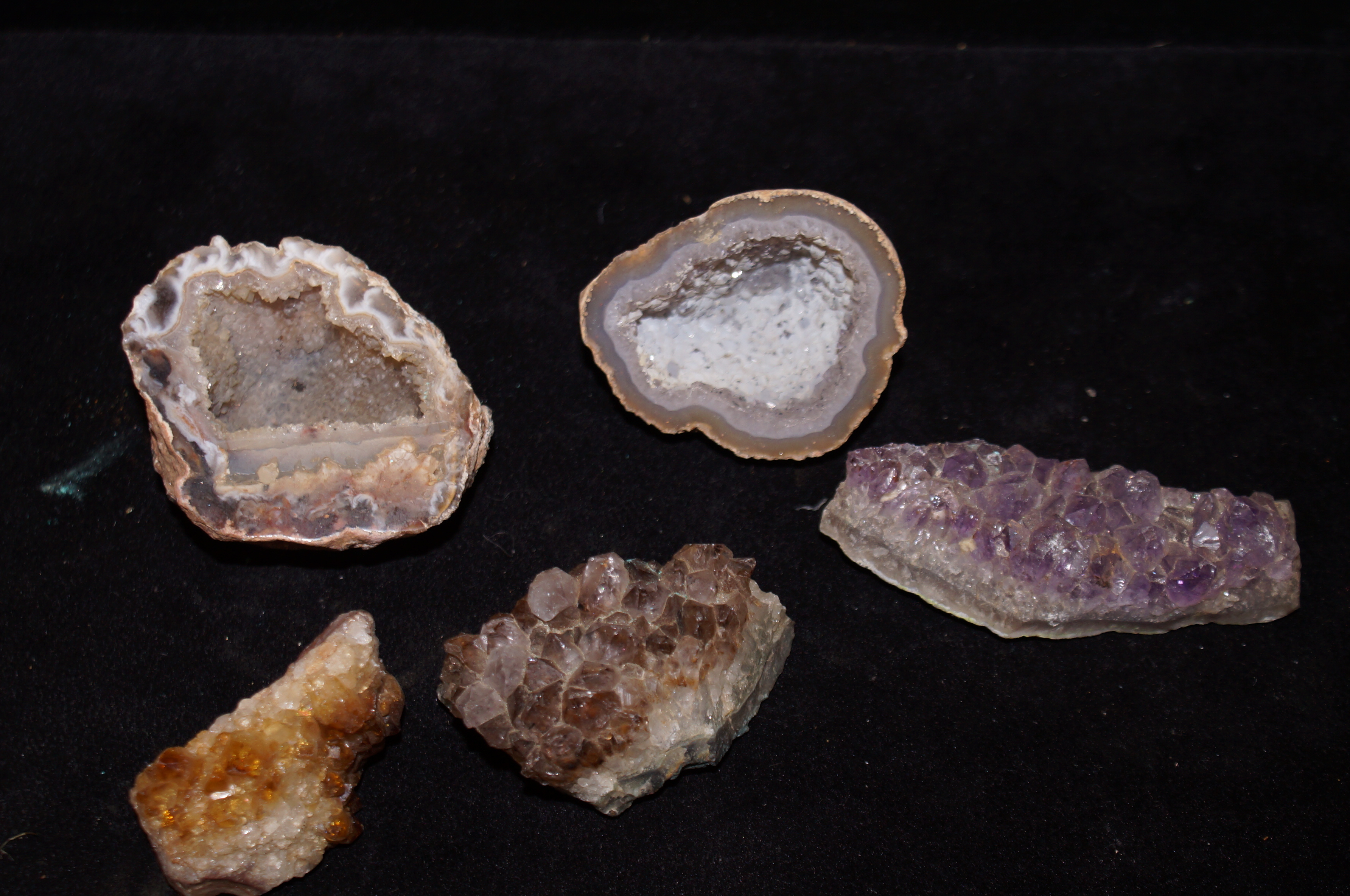 Collection of amethyst rocks