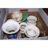 Box of ceramics to include Wedgwood & Crown Devon