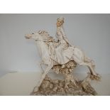 Large resin figurine, lady on horse back