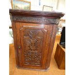 Early possibly Georgian corner cupboard with 3 int